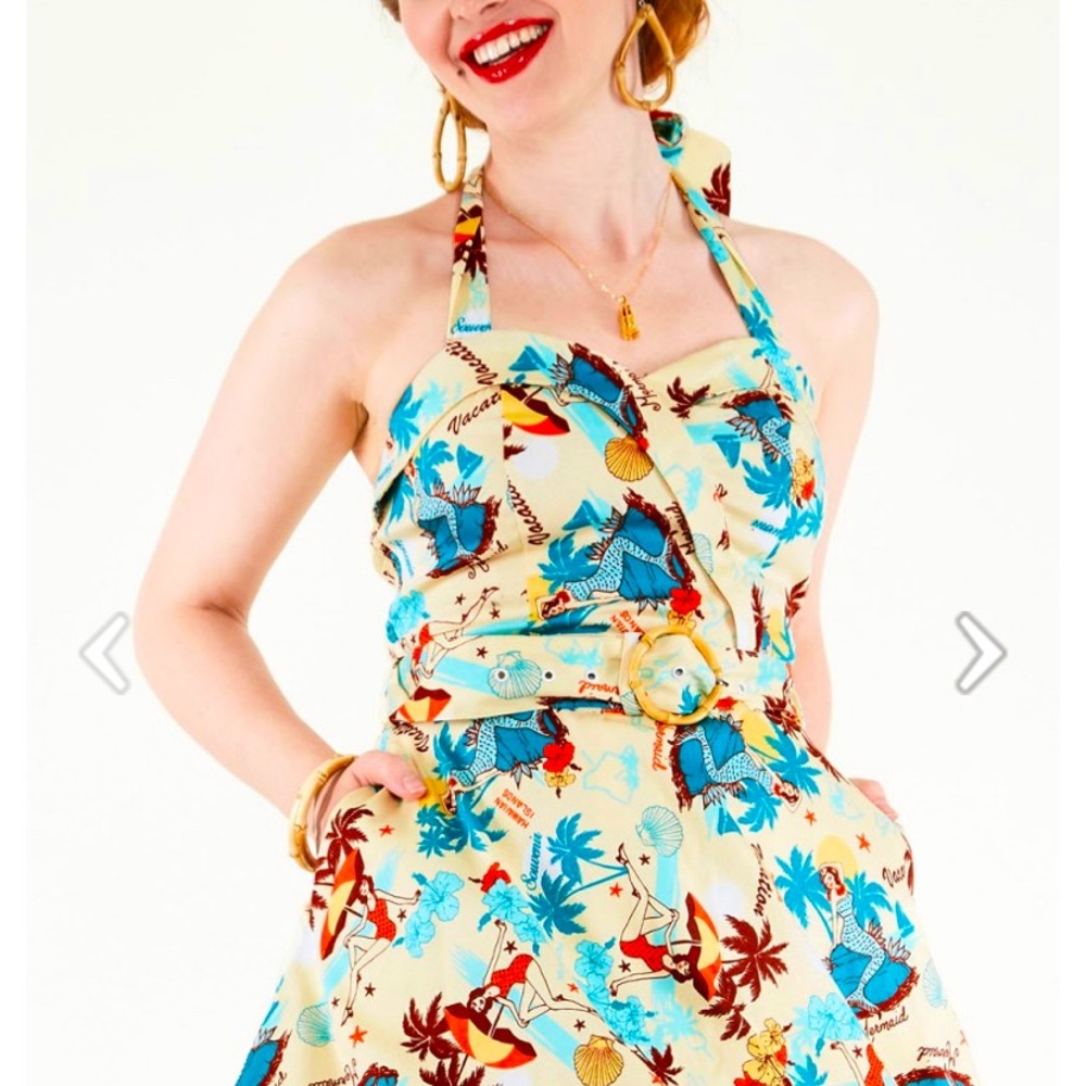 NWT Voodoo Vixen halter flare dress - amazing! Mermaid tropical sz XL / US 10